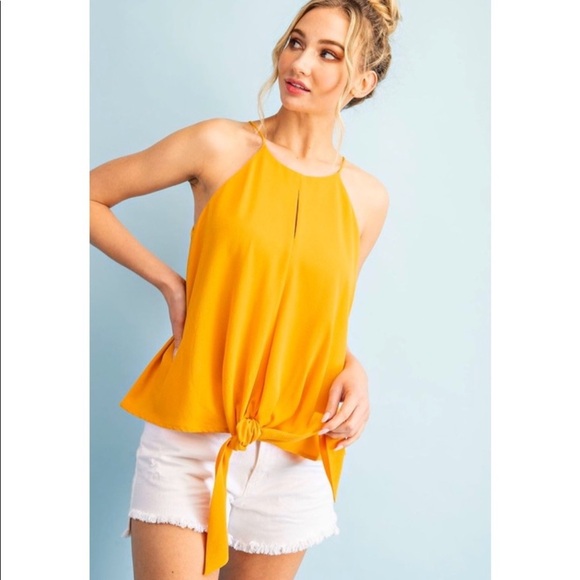 🛍NEW! Front Tie Top in Yellow! - Picture 1 of 4